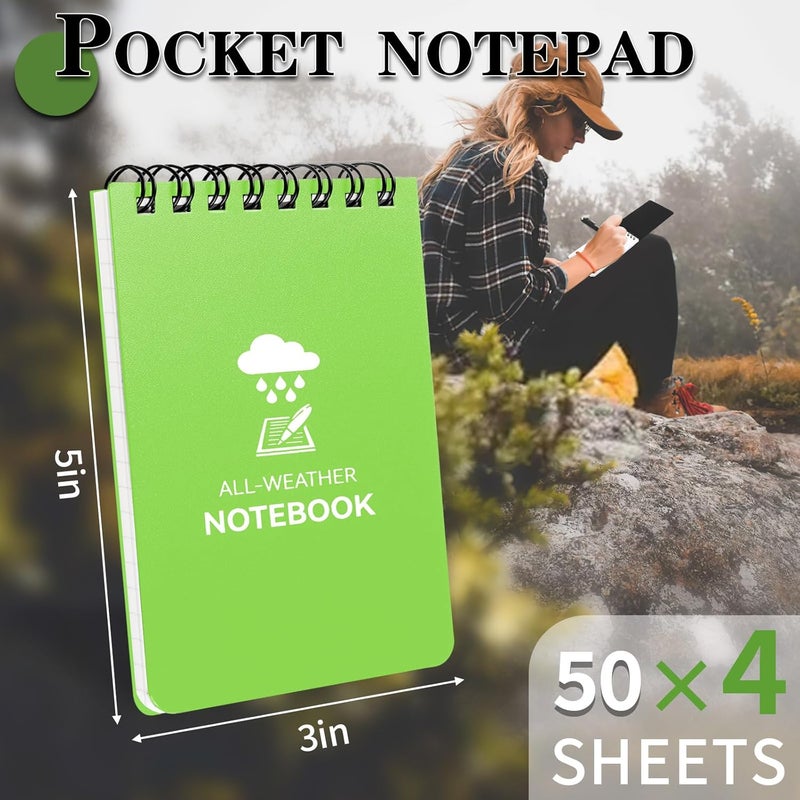 Coidea Waterproof Notebook, 4 Pack Top-Spiral Pocket Notepad, 3" x 5" Weatherproof NotePad, All Weather Police Pocket Notebook Little Memo Steno Note Pads for Outdoor Office School Recording, Mixcolor - Image 4